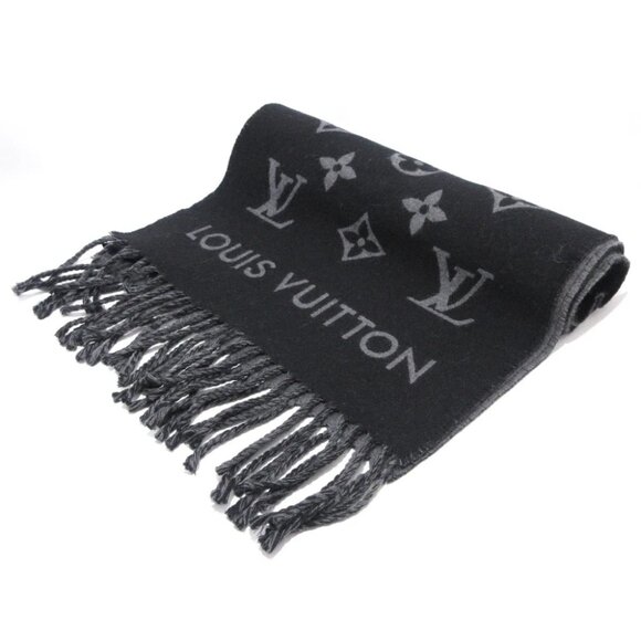 LOUIS VUITTON Muffler All About Monogram Noir Scarf Wool - Picture 1 of 5